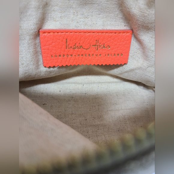 India Hicks Metallic Gold Leather Zip Top Cosmetic Accessory Pouch Clutch - Picture 15 of 16